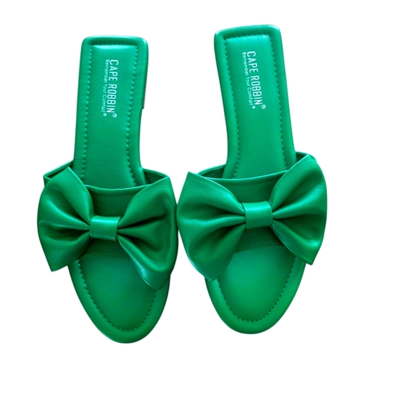 Cape Robbin Kelly Green Dane Comfort Sandal With Bow Detail Size 9 - Picture 1 of 7